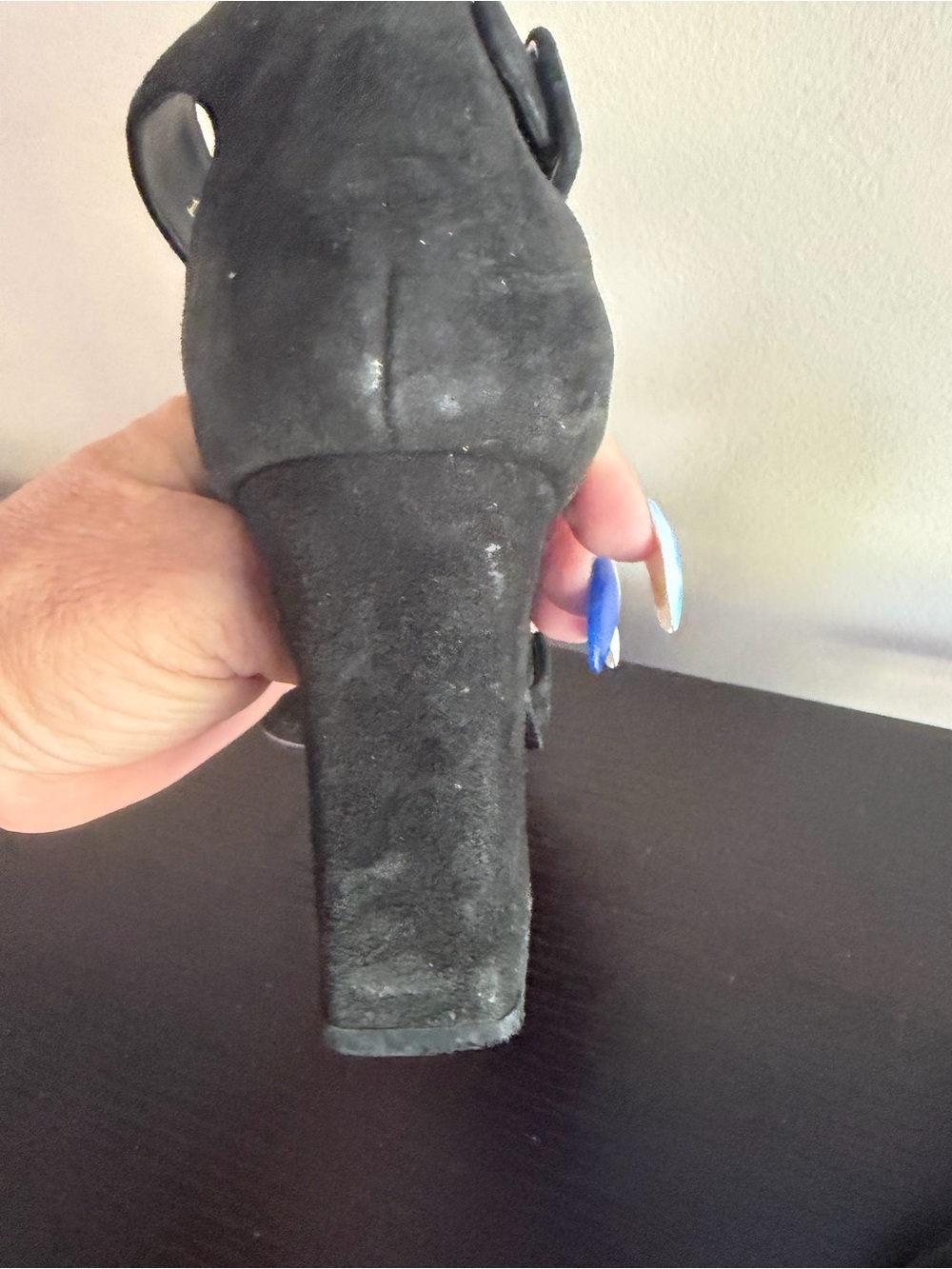 Colin Stuart Black Suede Ankle-Strap Block Heel Pumps - Picture 5 of 9